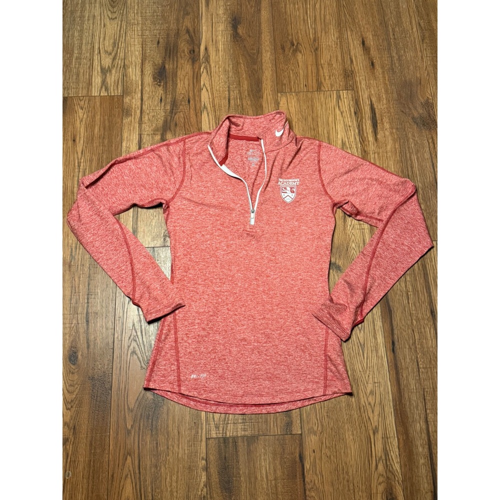 Nike Dri-FIT Womens Red Heathered Quarter Zip Pullover Governor's Academy XS